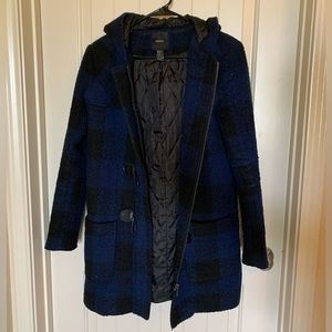 Blue and Black Plaid Coat